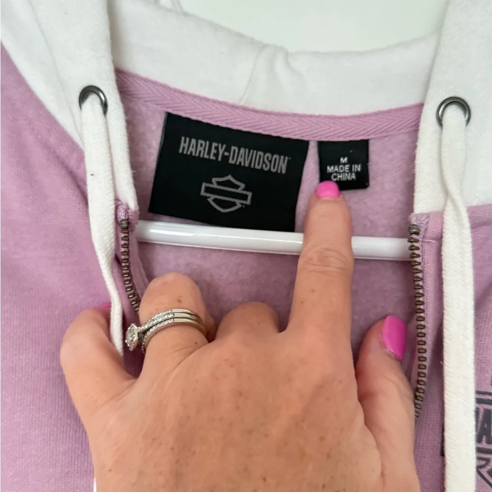 Harley-Davidson Purple and White Color block Full-Zip Hoodie - Picture 2 of 3